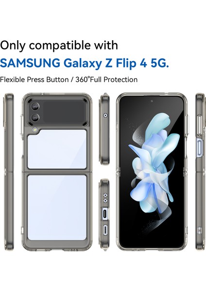 Samsung Galaxy Z Flip3 5g Için Şeffaf Pc Arka Tpu Tampon Telefon Kılıfı - Gri (Yurt Dışından)