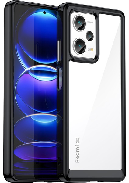 Xiaomi Redmi Note 12 Pro+ Için Şeffaf Pc Arka Tpu Tampon Telefon Kılıfı - Siyah (Yurt Dışından)