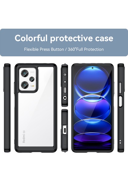 Xiaomi Redmi Note 12 Pro+ Için Şeffaf Pc Arka Tpu Tampon Telefon Kılıfı - Siyah (Yurt Dışından) fiyatları