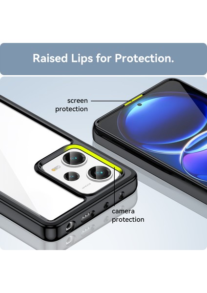 Xiaomi Redmi Note 12 Pro+ Için Şeffaf Pc Arka Tpu Tampon Telefon Kılıfı - Siyah (Yurt Dışından) fırsatları
