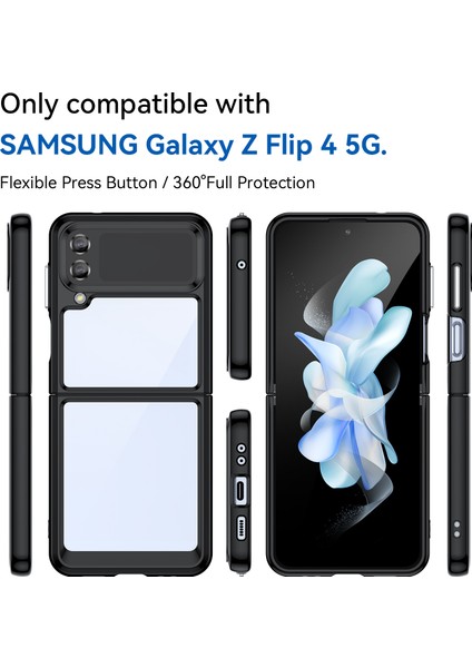 Samsung Galaxy Z Flip3 5g Için Şeffaf Pc Arka Tpu Tampon Telefon Kılıfı - Siyah (Yurt Dışından)