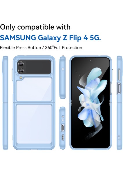 Samsung Galaxy Z Flip3 5g Için Şeffaf Pc Arka Tpu Tampon Telefon Kılıfı - Mavi (Yurt Dışından)