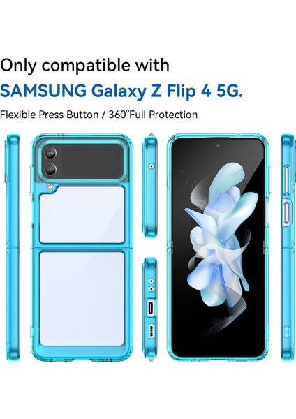 Samsung Galaxy Z Flip3 5g Için Şeffaf Pc Arka Tpu Tampon Telefon Kılıfı - Turkuvaz (Yurt Dışından)