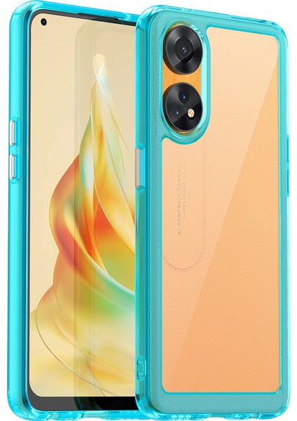 Oppo Reno8 T 4g Için Şeffaf Pc Arka Tpu Tampon Telefon Kılıfı - Turkuvaz (Yurt Dışından)