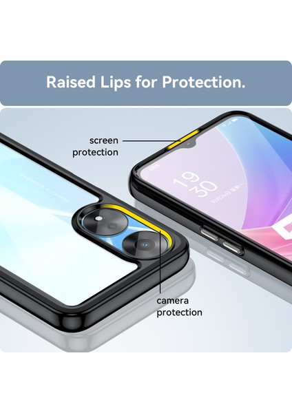 Oppo A58 Için Şeffaf Pc Arka Tpu Tampon Telefon Kılıfı - Siyah (Yurt Dışından) indirimleri
