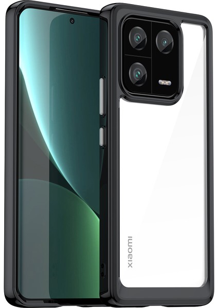 Xiaomi 13 Pro Için Şeffaf Pc Arka Tpu Tampon Telefon Kılıfı - Siyah (Yurt Dışından)