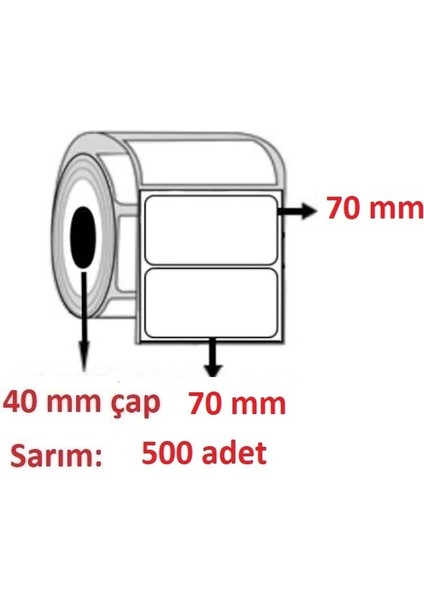 Eko Termal Barkod Etiketı 70X70 10 Rulo 5000 ADETTIR (1 Rulo 500 Sarım)