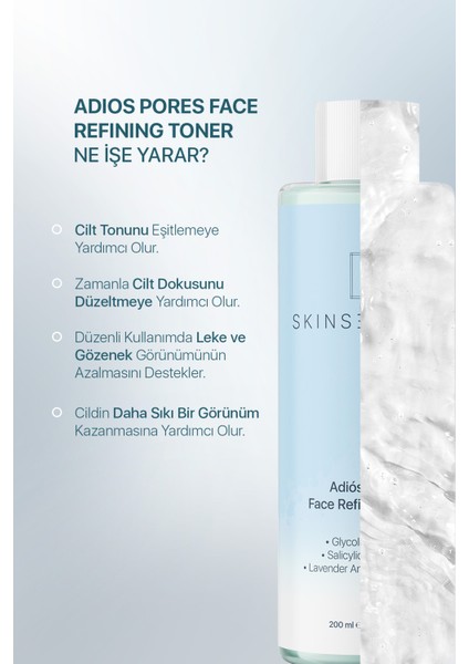 Skin Sensual Adiôs Pores Face Refining Toner (Glycolic Acid 5%, Salicylic Acid 0.5) Gözeneklere Elveda Tonik