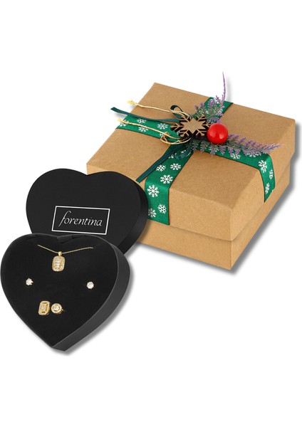 Altın Kaplama Baget Kolye Küpe Yüzük Özel Yılbaşı Kutusunda Hediye Seti PS3308