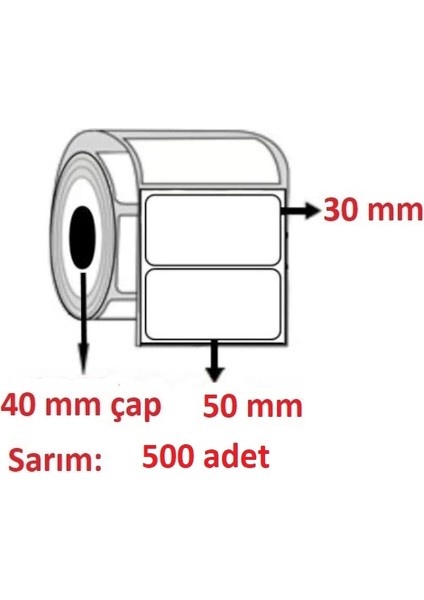 Eko Termal Barkod Etiketı 30X50 10 Rulo 5000 ADETTIR (1rulo 500 Sarım) (Termaldir)