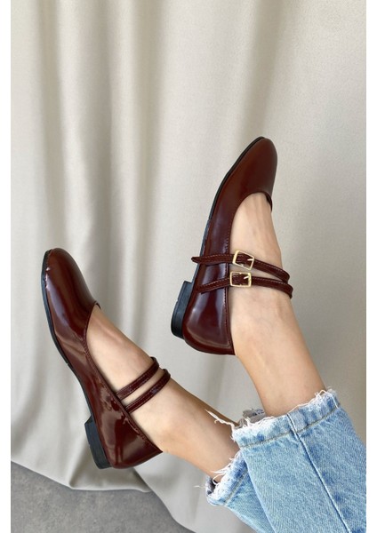 Kadın Rola Babet Ayakkabı - Bordo-Rugan modelleri