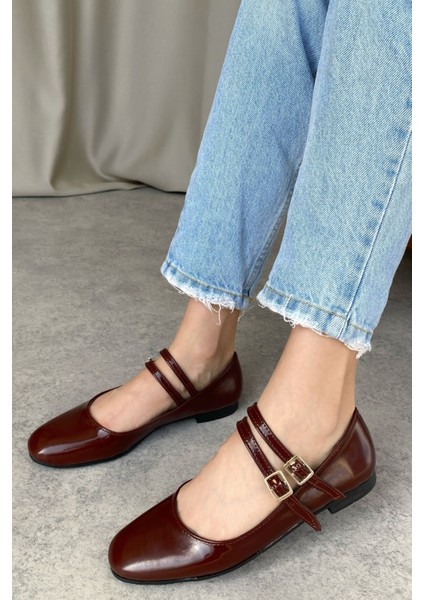 Kadın Rola Babet Ayakkabı - Bordo-Rugan indirimleri