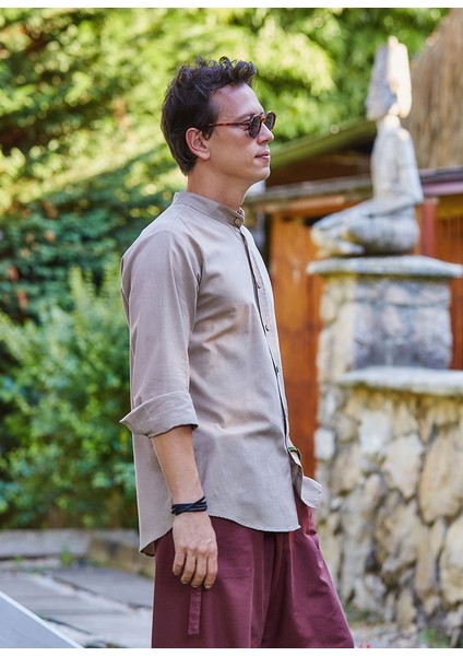 Hakim Yaka Gömlek Bej modelleri