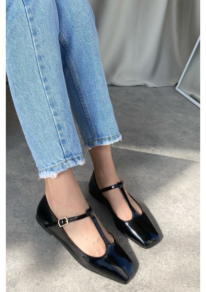 Kadın Diago Babet Ayakkabı - Siyah-Rugan fırsatları