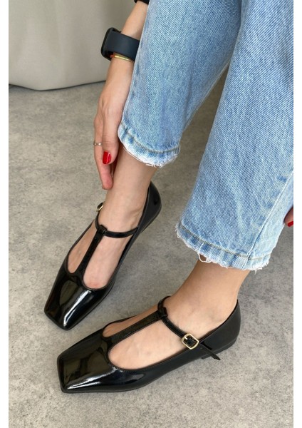 Kadın Diago Babet Ayakkabı - Siyah-Rugan indirimleri