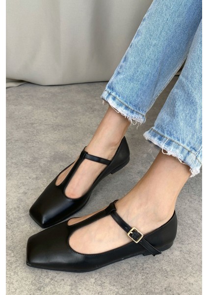 Kadın Diago Babet Ayakkabı - Siyah-Deri modelleri