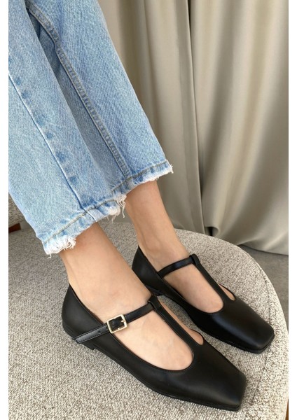 Kadın Diago Babet Ayakkabı - Siyah-Deri fırsatları