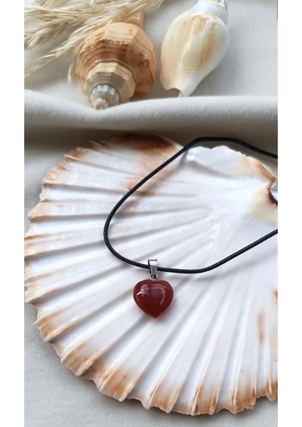Kolye Gerdanlık Yoga Reiki Doğal Kalp Akik Taşı Genç Kadın Takı Hediye