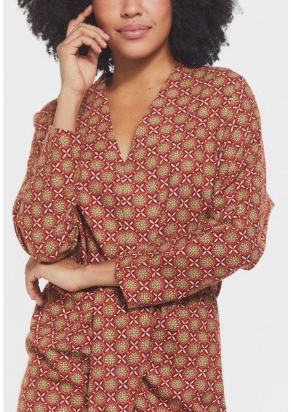 Etek Önü Detaylı Mini Boy Bohem Elbise Kahverengi indirimleri