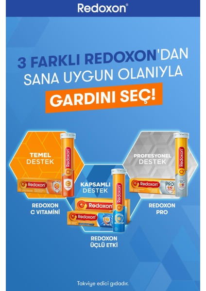 Üçlü Etki 15 Efervesan Tablet I 1000 mg C Vitamini, D Vitamini ve Çinko İçeren Takviye Edici Gıda