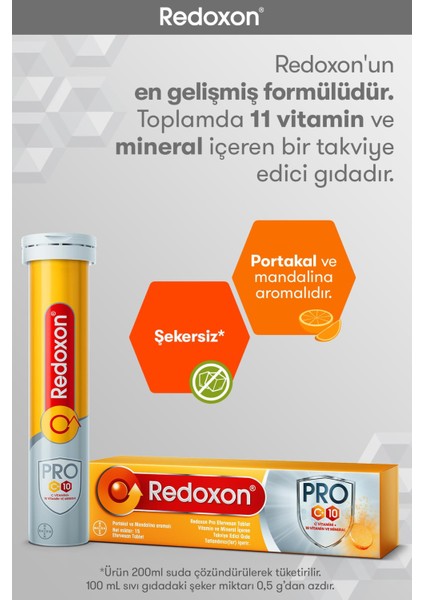 Pro 15 Efervesan Tablet I 1000 C Vitamini, D Vitamini, Selenyum ve Çinkoya ek 7 Vitamin ve Mineral İçeren Takviye Edici Gıda