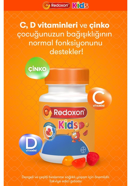 Kids+ Redoxon Üçlü Etki 15 Efervesan Tablet (Aile Paketi) I C Vitamini, D Vitamini Ve Çinko Içeren Takviye Edici