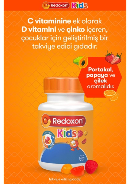 Kids+ Redoxon Üçlü Etki 15 Efervesan Tablet (Aile Paketi) I C Vitamini, D Vitamini Ve Çinko Içeren Takviye Edici