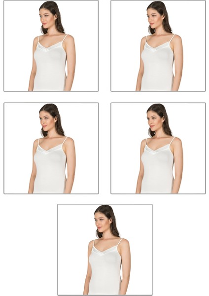 5'li Paket Saten İp Askılı Kadın Atlet 2040