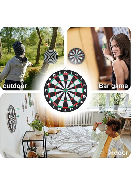 Orta Boy Dart Seti 36 CM Çift Taraflı Dart Hedef Tatası 6 Oklu
