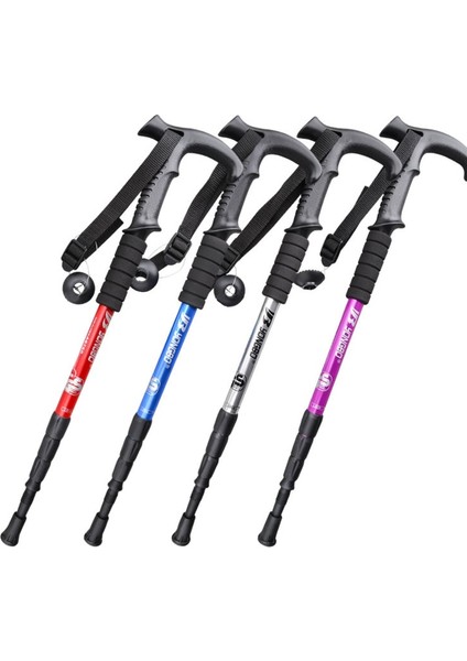 Siyah Düz Tutamak Stili Anti Şok Trekking Pole Ultralight Bastonlar Ayarlanabilir Yürüyüş Bastonları Nordic Yürüyüş Sopaları Için Teleskopik Koltuk Değneği (Yurt Dışından)