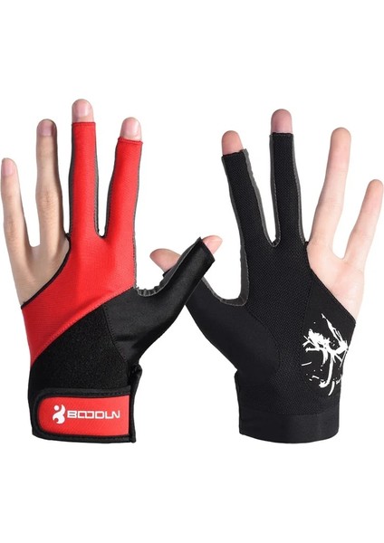 Kırmızı Stil L Beden 1 Adet Bilardo Üç Parmak Eldiven Elastik Bilardo Eldivenleri Kadın Erkek Rahat Nefes Spor Eldivenleri Snooker Aksesuarları (Yurt Dışından)