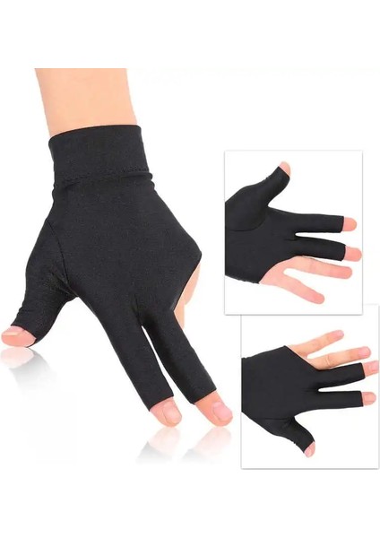 Siyah Stil Snooker Bilardo Atıcı Cue Havuz Eldivenleri Sol El Açık Üç Parmak Spandex Eldiven (Yurt Dışından) fiyatları