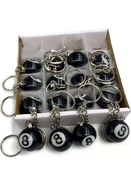 16 Adet - Siyah 8 Tarzı 25MM Şanslı Farklı Renk Bilardo Topu Anahtarlık Hediyeler Snooker Masa No. 8 Siyah Top Anahtar Yüzükler Snooker Cue Aksesuarları (Yurt Dışından)