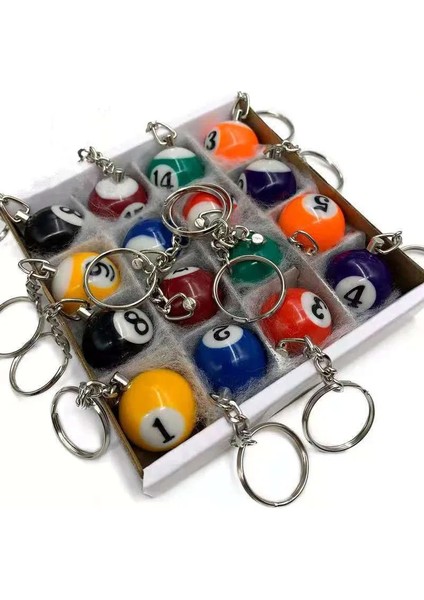 16 Adet - Siyah 8 Tarzı 25MM Şanslı Farklı Renk Bilardo Topu Anahtarlık Hediyeler Snooker Masa No. 8 Siyah Top Anahtar Yüzükler Snooker Cue Aksesuarları (Yurt Dışından) fiyatları