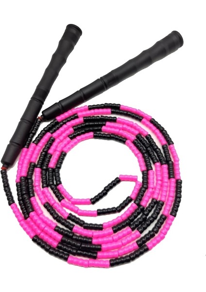 Siyah Mor Tarzı 3m Siyah Pembe Boncuklu Atlama Ipi Beyaz Sap 21CM Uzunluk Serbest Boncuk Atlama Ipi Atlama (Yurt Dışından)