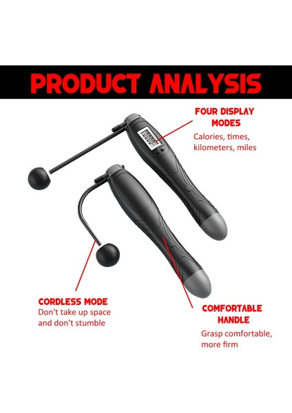 Siyah Stil Akülü Atlama Ipleri Akıllı Elektronik Dijital Kablosuz Atlama Ipi Kalori Tüketimi Fitness Vücut Geliştirme Egzersiz Ekipmanları (Yurt Dışından) indirimleri