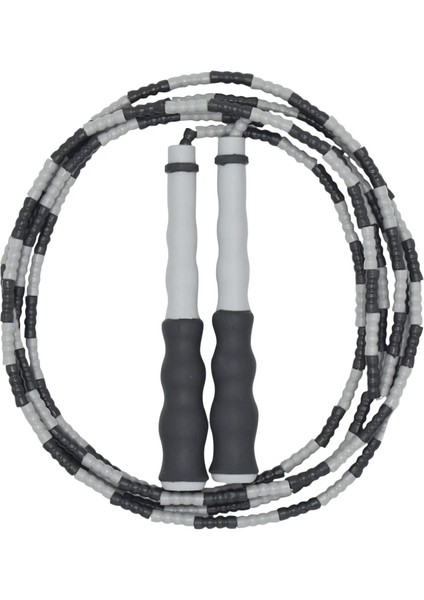 2.8m Siyah Gri Stil Çocuklar Yetişkinler Renkli Boncuklu Segmentasyonlu Ip Atlama + Kaymaz Kolları Egzersiz Sporları Ip Atlama Ipi (Yurt Dışından)