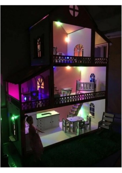 Tekno Trust LED Işık Hediyeli Barbie Ahşap Oyun Evi 001 modelleri