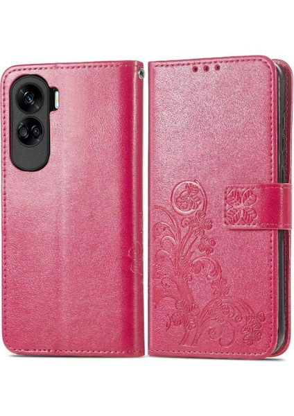 Huawei Onur Için Kılıf 90 Lite Kısa Kayış Dört Yapraklı Yonca Deri Kılıf (Yurt Dışından)