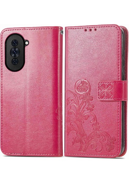 Huawei Nova 10 Için Kılıf Kısa Kayış Deri Kılıf Dört Yapraklı Yonca Flip (Yurt Dışından)