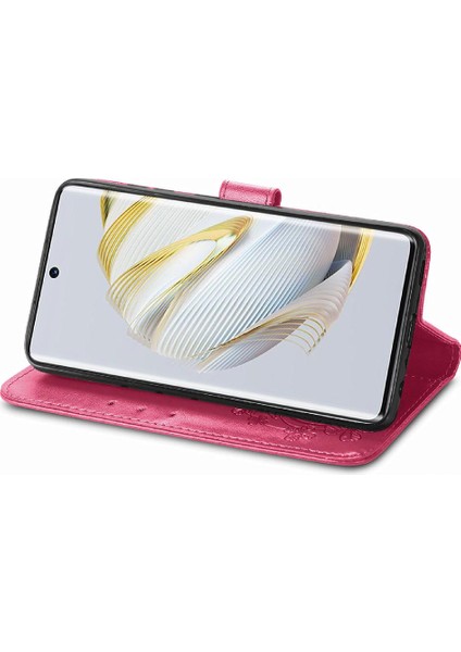 Huawei Nova 10 Için Kılıf Kısa Kayış Deri Kılıf Dört Yapraklı Yonca Flip (Yurt Dışından) modelleri