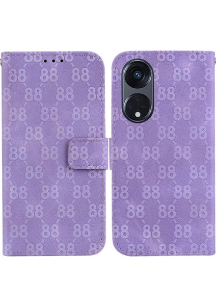 Telefon Kılıfı Için Oppo Oppo 8t 5g Kickstand Çift 8 Kabartmalı Pu Deri Kart (Yurt Dışından)