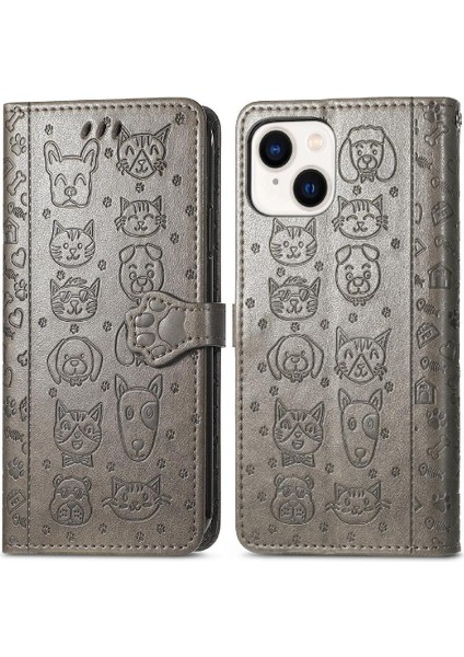 Iphone 15 Için Kılıf Artı Karikatür Hayvanlar Kısa Kayış Darbeye Deri (Yurt Dışından)