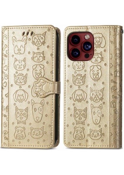 Iphone 15 Için Kılıf Promax Deri Kılıf Kısa Kayış Kapak Kapak Karikatür (Yurt Dışından)