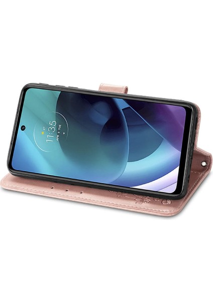 Motorola Moto G51 Deri Kılıf Dört Yapraklı Yonca Kapak Kapak Kısa (Yurt Dışından) fırsatları