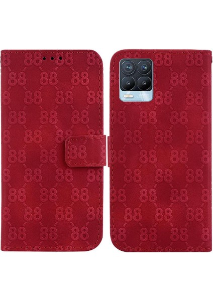 Realme 8 4g Için Telefon Kılıfı/8 Pro Kickstand Çift 8 Kabartmalı Cüzdan Kapak (Yurt Dışından)