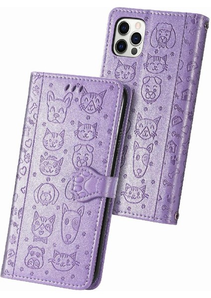 Iphone 12 Için Kılıf/12 Pro Karikatür Hayvanlar Deri Kılıf Darbeye Çevir (Yurt Dışından)