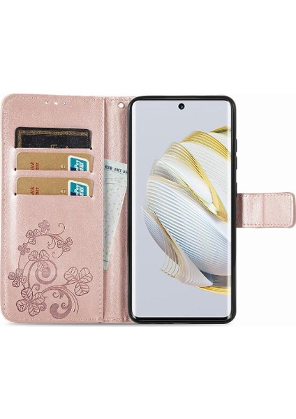 Huawei Nova 10 Için Kılıf Kısa Kayış Deri Kılıf Dört Yapraklı Yonca Flip (Yurt Dışından) indirimleri