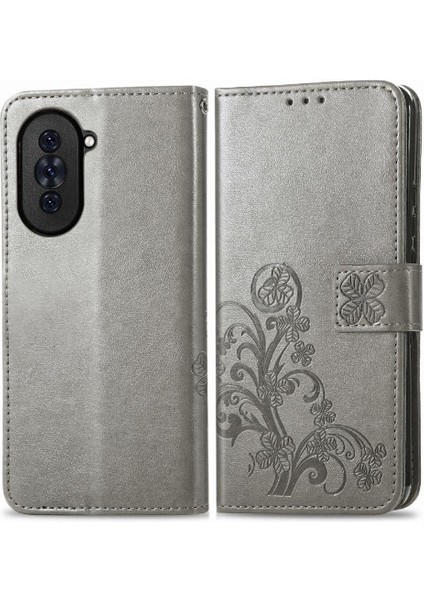 Huawei Nova 10 Için Kılıf Kısa Kayış Deri Kılıf Dört Yapraklı Yonca Flip (Yurt Dışından)