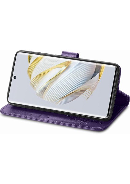 Huawei Nova 10 Için Kılıf Kısa Kayış Deri Kılıf Dört Yapraklı Yonca Flip (Yurt Dışından) modelleri